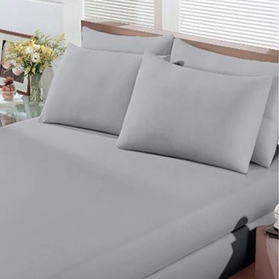 Jogo de Cama Buettner Casal Malha Basic Liso 3 Peças Prata