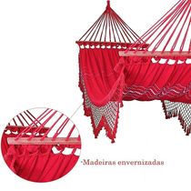 Rede Grande De Dormir Americana Com Madeira Várias Cores Cor:Vermelho