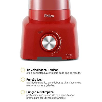 Liquidificador Philco PH900 Vermelho 1200W 220V