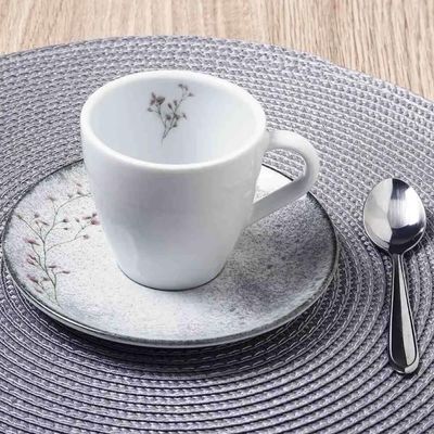 Jogo 6 Xícaras de Chá com Pires 200ml Porcelana Decorada Tramontina Floralis Mesa Posta