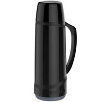 Garrafa Térmica 1L ampola de vidro Preta Cristal Soprano