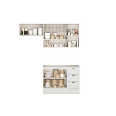 Cozinha Completa Bella 3 Peças (2Aéreos+1Balcão) C3P25 Branco - Carraro
