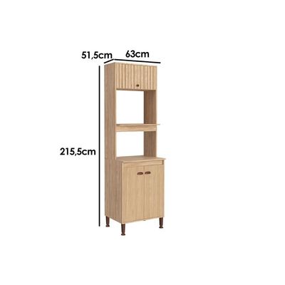 Paneleiro de Cozinha Torino c/ 3 Portas 63cm Mel - Movelbento