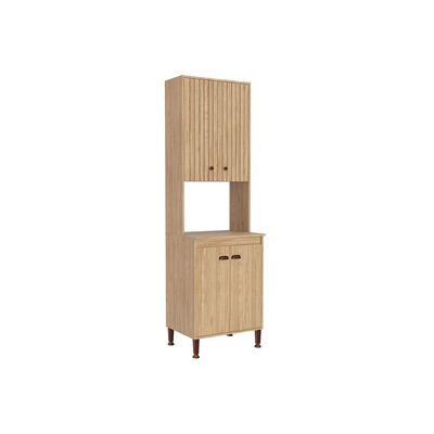Paneleiro de Cozinha Torino c/ 4 Portas 63cm Mel/Off White - Movelbento