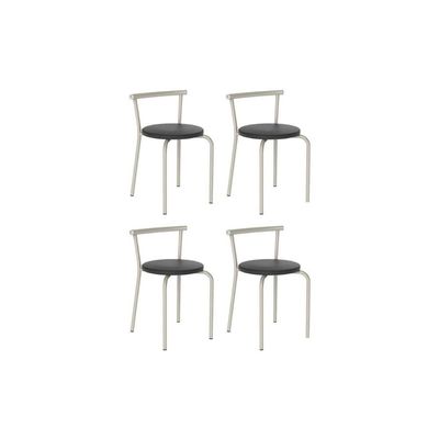 Banqueta Sala de Jantar 105 Kit 4 Uni Prata/Courano Preto - Carraro