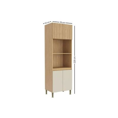 Paneleiro de Cozinha Rebeca c/ 4 Portas 70cm Mel/Off White - Movelbento