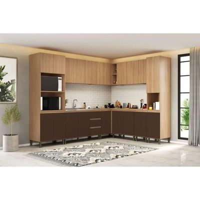 Paneleiro de Cozinha Rebeca c/ 4 Portas 70cm Mel/Off White - Movelbento