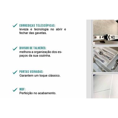 Cozinha Completa Bella 5 Peças (2Aéreos+2Balcões+1Paneleiro) C5P120 Branco - Carraro