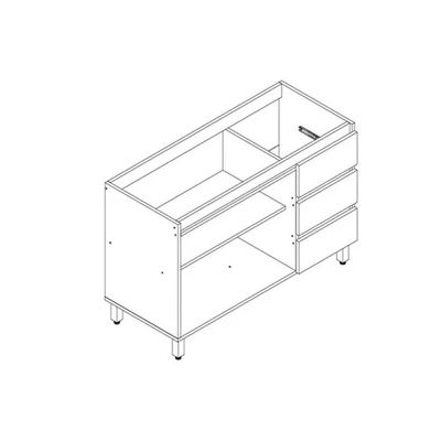 Balcão de Cozinha Rebeca c/ 2 Portas e 3 Gavetas s/ Tampo 120cm Mel/Off White - Movelbento