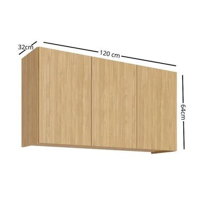 Armário Aéreo p/ Cozinha Rebeca c/ 3 Portas 120cm Mel - Movelbento