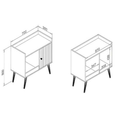 Aparador de Sala Jantar MB 1058 c/ 1 Porta Mel/Off White - Movelbento