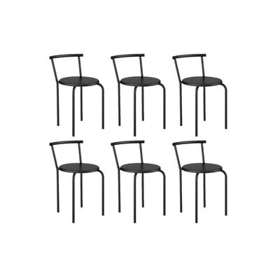 Banqueta Sala de Jantar 105 Kit 6 Uni Preto/Courano Preto - Carraro