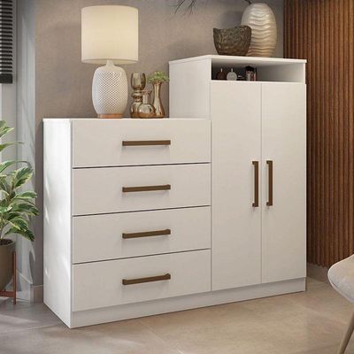 Cômoda Sapateira áurea E Armário Multiuso Grife Branco – Demóbile