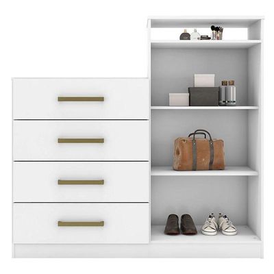 Cômoda Sapateira áurea E Armário Multiuso Grife Branco – Demóbile