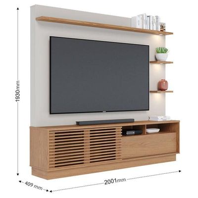 Estante Home Theater Ambiente Campeche Freijó Off White Matte - Colibri