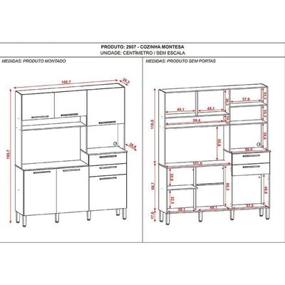 Cozinha Ambiente Montesa 6 Portas E 2 Gavetas Freijó Supremo Ripado - Kits Paraná