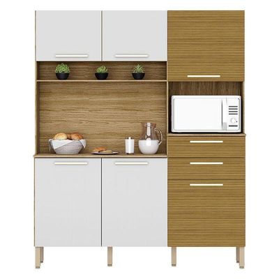 Cozinha Ambiente Montesa 6 Portas E 2 Gavetas Freijó Supremo Ripado - Kits Paraná