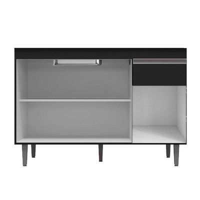 Cozinha Vanessa E Balcão De Pia Tatiane 120 Cm Preto Fosco - Ajl