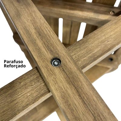 Kit 2 Espreguiçadeiras De Madeira Com Mesinha/banquinho Multiuso Madeiral