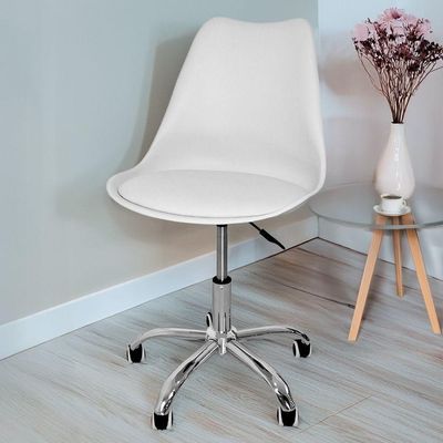 Cadeira Secretária Com Base Giratória Estofada ícaro Branco