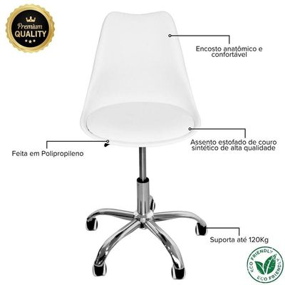 Cadeira Secretária Com Base Giratória Estofada ícaro Branco