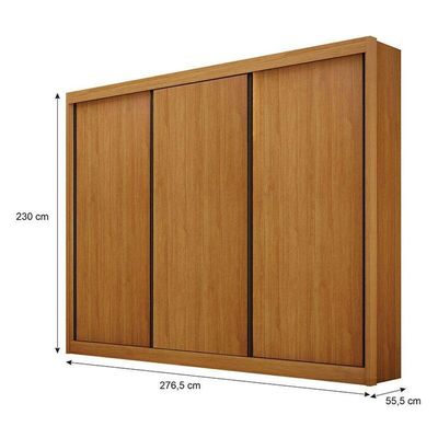 Guarda Roupa Casal 3 Portas São Paulo Gold Cinamomo – Leifer Móveis