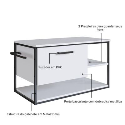 Gabinete Para Banheiro Industrial Suspenso Com Porta Basculante Branco