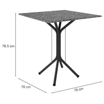 Mesa De Jantar Thais 70x70 Cm Com Granito Ocre Itabira Com 4 Cadeiras 050 Preto – Artefamol