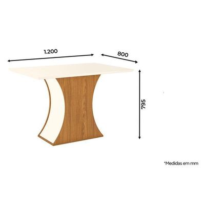 Mesa De Jantar Selena 120 Cm Tampo Reto Nature Off White – Henn