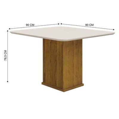 Mesa De Jantar Napoli 90x90 Freijó Decor Off White – Leifer Móveis