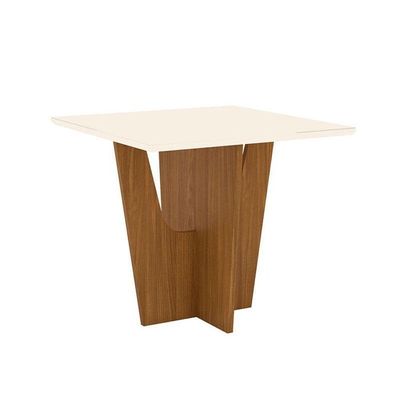 Mesa De Jantar Danielly 90 Cm Tampo Reto Com Vidro Nature Off White – Henn