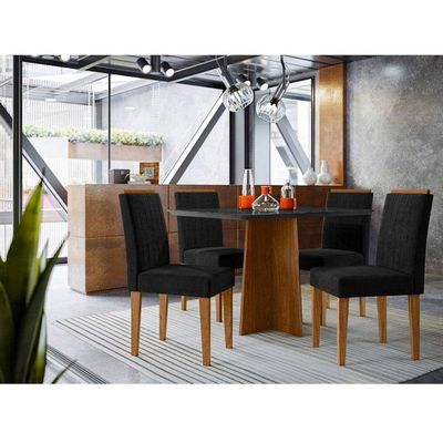 Mesa De Jantar Anitta 120x80 Cm Com Vidro Ype Preto E 4 Cadeiras Ana Veludo Preto – New Ceval