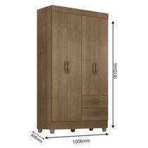 Guarda Roupa Solteiro Lite 4 Portas Carvalho Oak - Móveis Leão