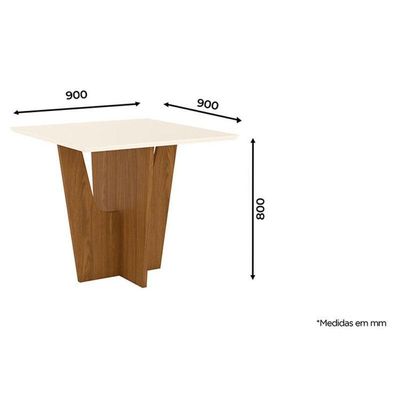 Mesa De Jantar Danielly 90 Cm Tampo Reto Nature Off White – Henn