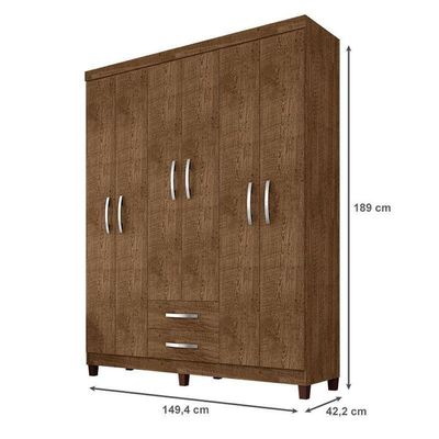Guarda Roupa Casal Módena E Cômoda Sapateira Cannes Malbec - Incorplac
