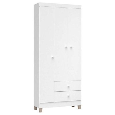 Cômoda Gaveteiro E Guarda Roupa 3 Portas Ternura Baby Branco Flex – Incorplac