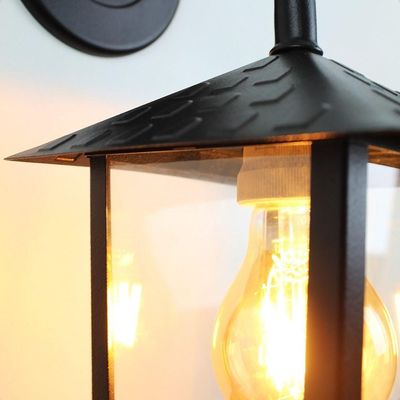 Kit 4 Arandela Colonial Nina Quadrada Vidro Liso E27 Bivolt Preto