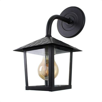 Kit 4 Arandela Colonial Nina Quadrada Vidro Liso E27 Bivolt Preto