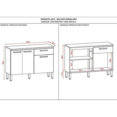 Balcão De Cozinha Versalhes Freijó Supremo - Kits Paraná