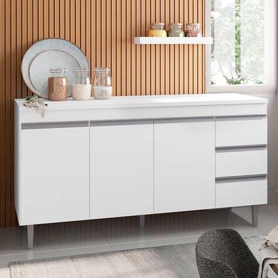 Balcão De Cozinha Andréia Com Tampo 150 Cm Branco – Ajl