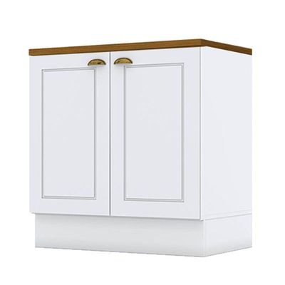 Balcão 2 Portas 80 Cm Nova York Branco Com Tampo Para Cooktop Nature – Henn