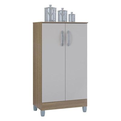 Armário Multiuso Ambiente 2 Portas Pequeno Castanho Off White - Poquema