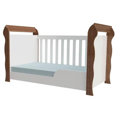 Quarto De Bebê Ariel 4 Portas E Berço Lara Branco Acetinado Amadeirado – Carolina