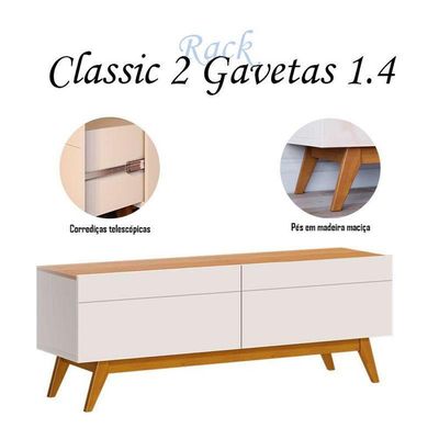 Rack Bancada Classic 2 Gavetas 1.4 Off White Nature - Imcal