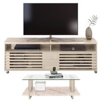 Rack Bancada Com Mesa De Centro Frizz Cross Calacata Off White – Madetec