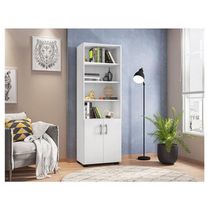 Livreiro Ambiente Office Com Portas Pequenas Branco Trama - Móveis Leão