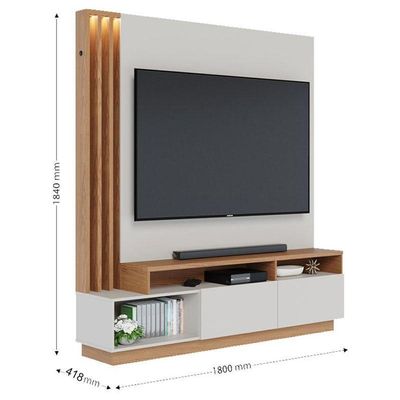 Estante Home Theater Humaita Off White Matte Freijó - Colibri