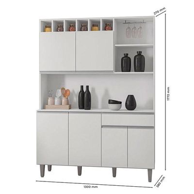 Armário Para Cozinha Kit Alice Branco Brilho - Ajl