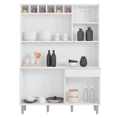 Armário Para Cozinha Kit Alice Branco Brilho - Ajl