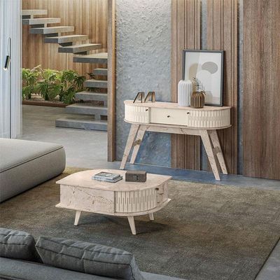 Aparador Estoril E Mesa De Centro Indianápolis Calacata Off White – Madetec